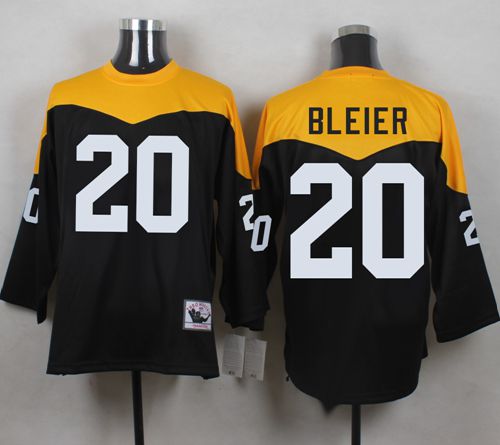 Mitchell And Ness 1967 Steelers #20 Rocky Bleier Black/Yelllow Throwback Men's Stitched NFL Jersey - Click Image to Close